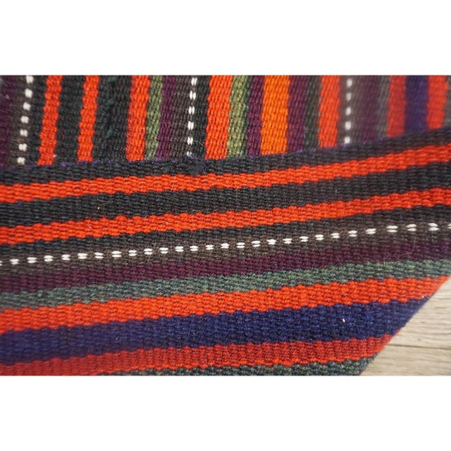 1950s Multi Field Geometric Stripe Vintage Turkish Decorative Kilim Rug For Sale - Image 4 of 7