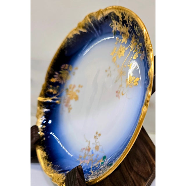 Late 19th Century M. Redon Limoges France Blue & Gold Floral Catchall Dish, 6 Inch For Sale - Image 5 of 10