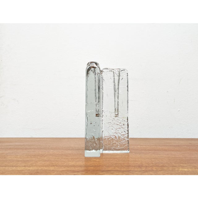 Mid-Century Scandianvian Heavy Bubble Glass Block Vase, 1960s For Sale - Image 15 of 18