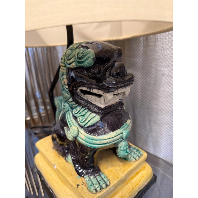Antique Foo Dog Table Lamp For Sale - Image 4 of 6