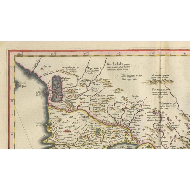 Gold Antique Mexico Map from Blaeu, 1642 For Sale - Image 8 of 11