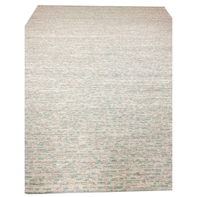 Textile Swedish Style Kilim Deco Aqua Rug 8ft X 10ft For Sale - Image 7 of 9