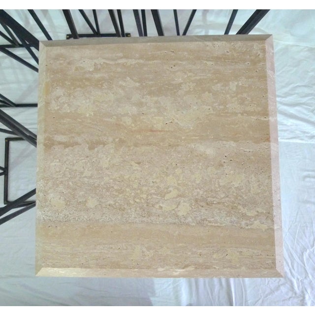 Mid 20th Century Mid 20th Century Modern Travertine and Metal Pedestals in the Manner of Paul Evans- 5 Pieces For Sale - Image 5 of 10