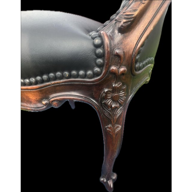Vintage Theodore Alexander French Rococo Style Carved Leather Tub Armchair For Sale In New York - Image 6 of 10