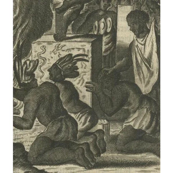17th Century Montanus, Rituals and Cremation Ceremonies in New Spain, 1673, Engraving For Sale - Image 5 of 8