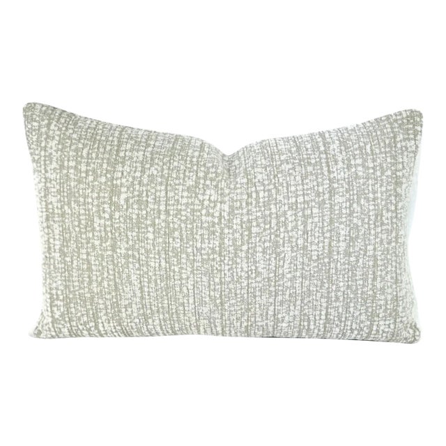 Perennials Rock Steady in White Sands Lumbar Pillow Cover - Gray and White Textured Speckle Outdoor Rectangle Cushion Cover For Sale