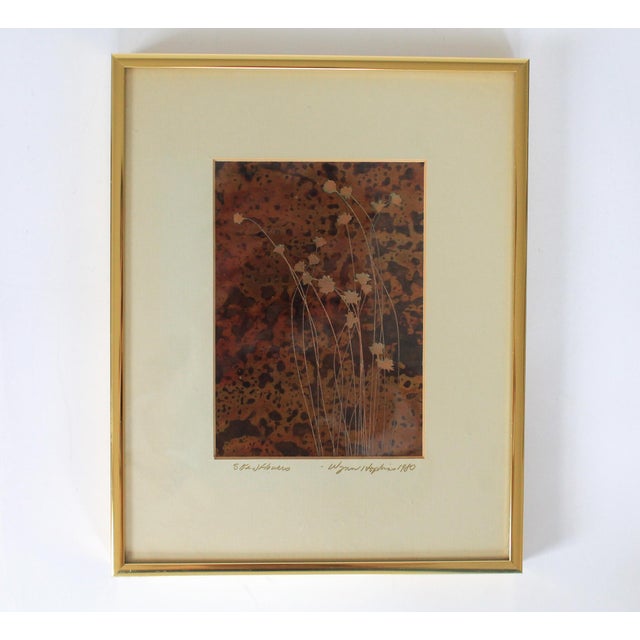 1980's Framed Etched Copper Foliage Art Wall Hangings S/3 For Sale - Image 4 of 11