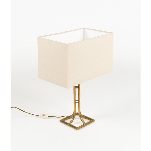 Goldenrod Table Lamps in Brass and Faux Bamboo, Italy, 1960s, Set of 2 For Sale - Image 8 of 14