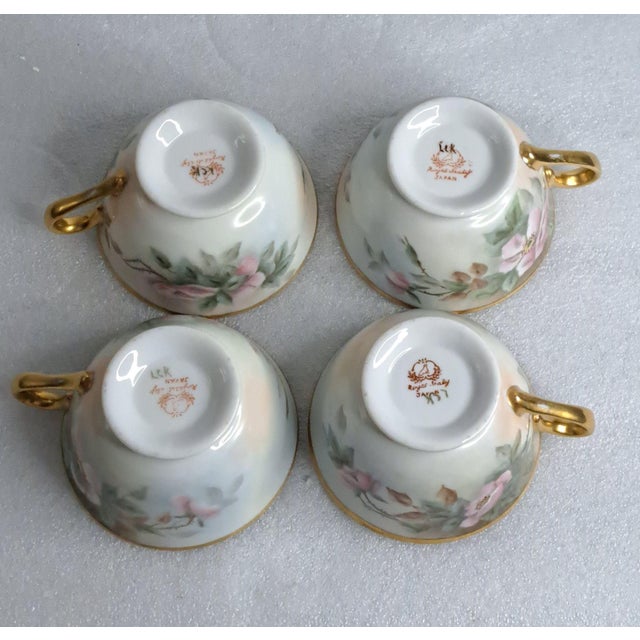 1950s Royal Sealy Japan 11pc Tea Set Hand Painted Floral Gold l.s. Katsushige - Set of 10 For Sale - Image 4 of 12