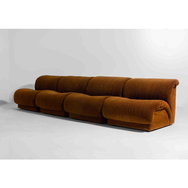 1970s Modular Sofa in Rust Brown Velvet from Doimo, 1970s, Set of 5 For Sale - Image 5 of 17