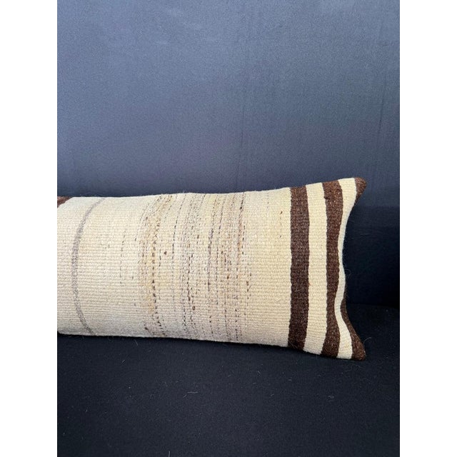 Contemporary Turkish Hemp Pillow Cushion Natural Beige Brown Cushion Cover 12"x46" For Sale - Image 3 of 4
