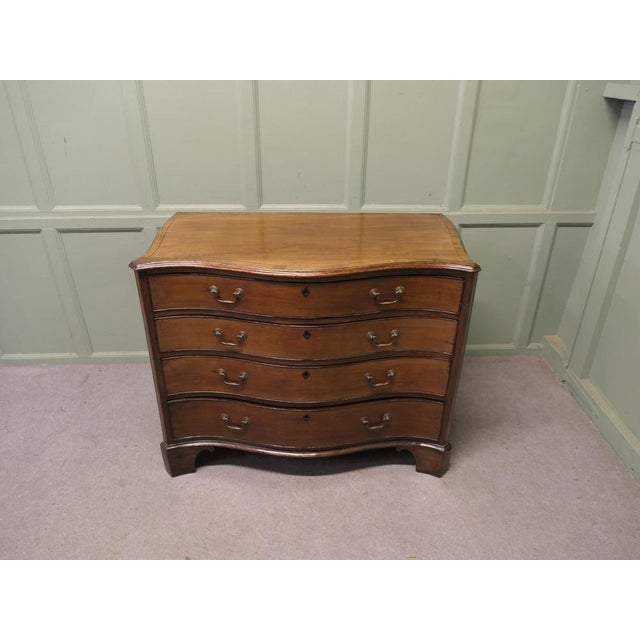 Georgian Serpentine Walnut Chest of 4 Drawers, 1800 For Sale - Image 4 of 8
