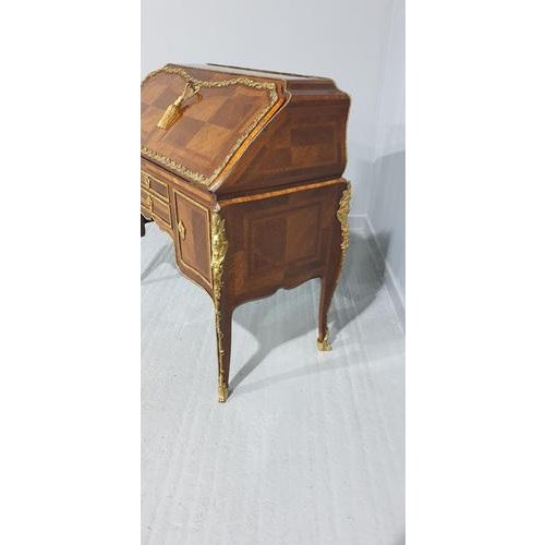 Metal Antique French Kingwood Parquetry Bureau For Sale - Image 7 of 18