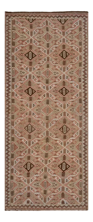 Turkish Jajim Runner Hand Woven Wool Nomad Runner 4'7" X 10'6"