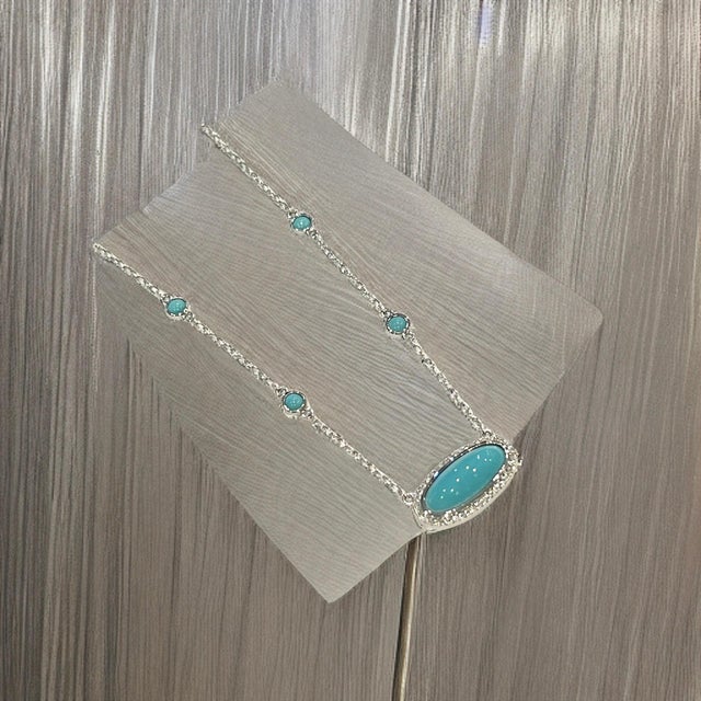 Natural Persian Turquoise Diamond Pendant Necklace 17" 14k G 13.27 TCW Certified For Sale - Image 9 of 18