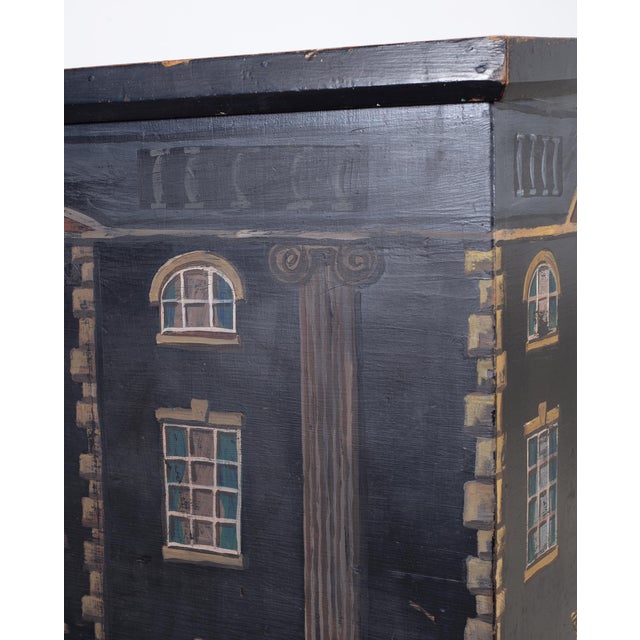 19th C. English Georgian Painted Pine Blanket Chest Manor Façade For Sale - Image 13 of 18