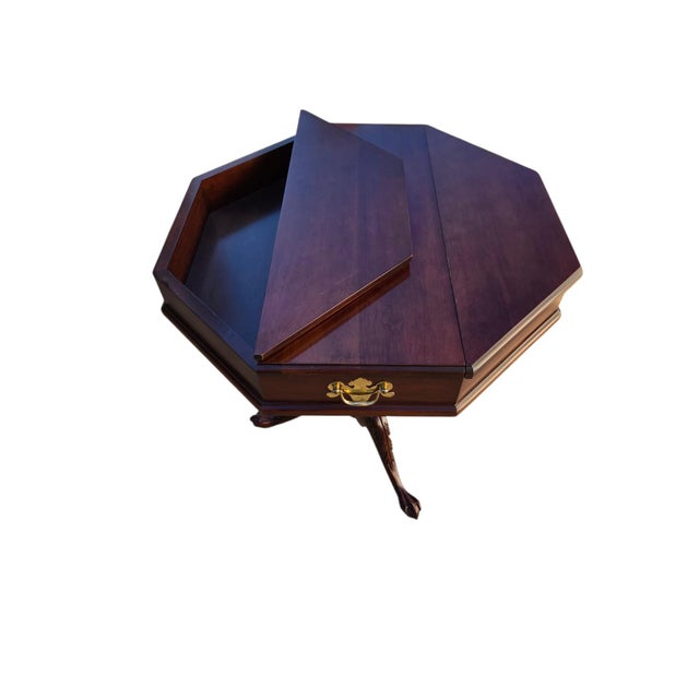 Vintage Custom Mahogany Octagon Pedestal Side Table Ball and Claw Feet Jefferson For Sale - Image 14 of 18