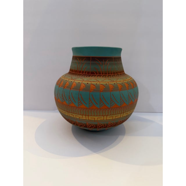 Signed Davis Willie Navajo Art Pottery Vessel For Sale - Image 4 of 7