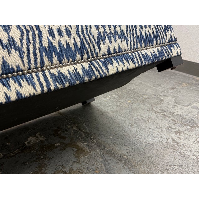 Bernhardt Interiors Marcourt Custom Navy Ikat Fabric Banquette For Sale - Image 12 of 12