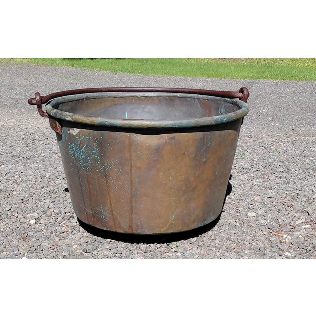 Antique Copper Apple Butter Kettle c. 1890. Dovetails. Large size kettle 28.5" in diameter and approx. 17.5" high. Cast...