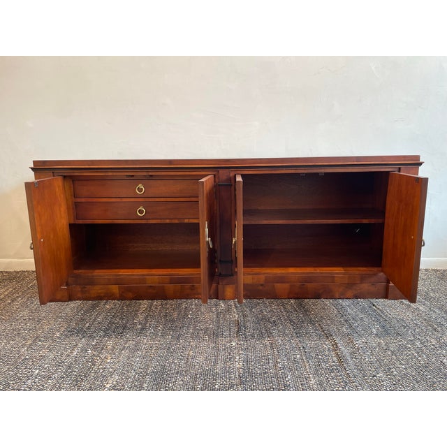 1970s Vintage 1970s Credenza Dresser Wood With Diamond Brass Pulls For Sale - Image 5 of 9
