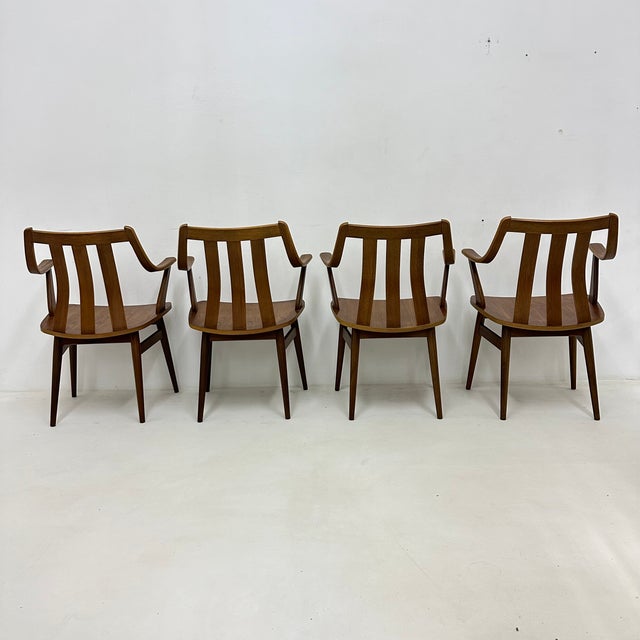 Teak Plywood Dining Chairs attributed to Pastoe, 1960s, Set of 4 For Sale - Image 6 of 18