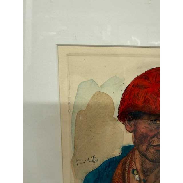Red Artist Proof Artwork "Tibetan Man", Signed + Framed For Sale - Image 8 of 12