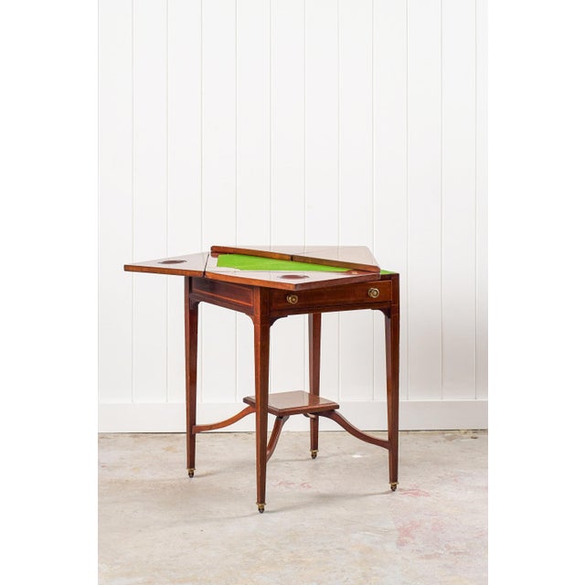 Wood Edwardian Envelope Card Table For Sale - Image 7 of 18