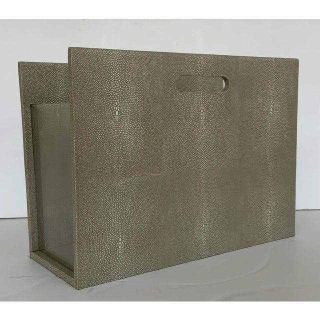 2020s Modern Faux Shagreen Gray Magazine Rack For Sale - Image 5 of 5