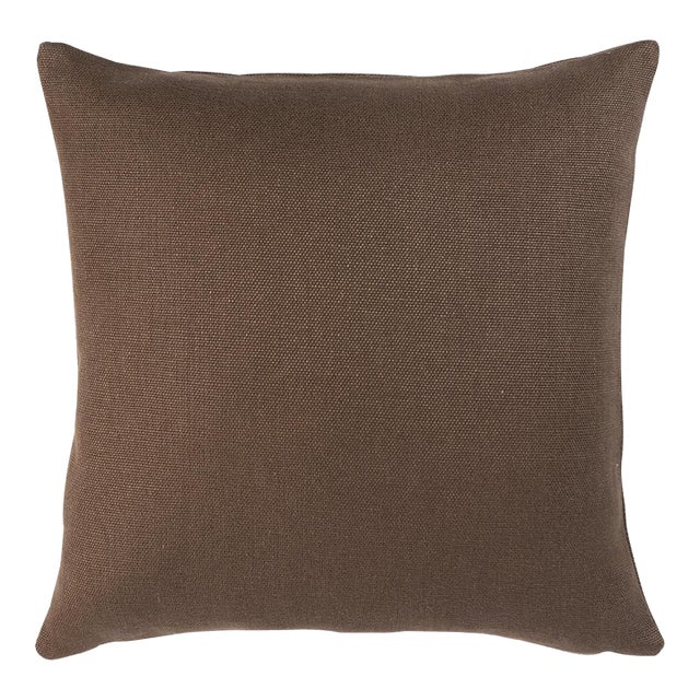 Schumacher Franc Linen 18" Pillow In Chocolate For Sale