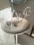 Pair of Mid-Century Modern Feldman Globe Pendant Lights, Los Angeles, Refinished White & Milk Glass For Sale In Los Angeles - Image 6 of 11