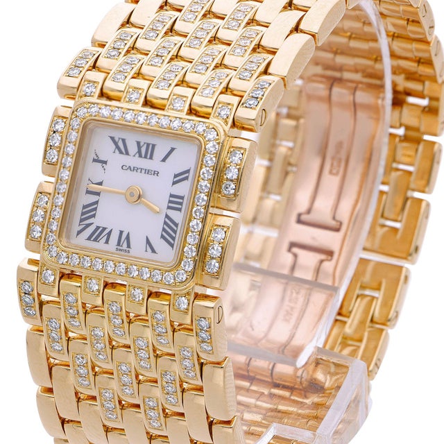 Cartier Panthère Ruban Wg3009ta Factory Diamond 18k Gold Full Set Watch For Sale - Image 9 of 18
