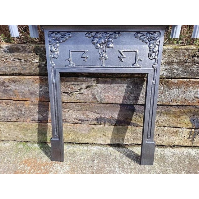 Antique Edwardian Art Nouveau Cast Iron Fireplace Mantel Surround, 1890s For Sale - Image 10 of 18