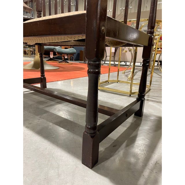 1950s Vintage Mahogany Spindle-Back Upholstered Settee For Sale - Image 5 of 7