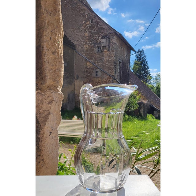 Glass Crystal Pitcher with Cerdagne Pattern from Saint Louis, 1950s For Sale - Image 7 of 9