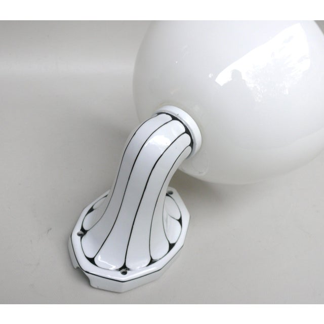 Black German Wall Lamp in Porcelain and White Cased Glass, 1890s For Sale - Image 8 of 18