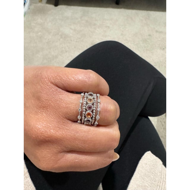 1.06 Carat Sapphire Band 14k White Gold Size 6.5 For Sale - Image 11 of 12