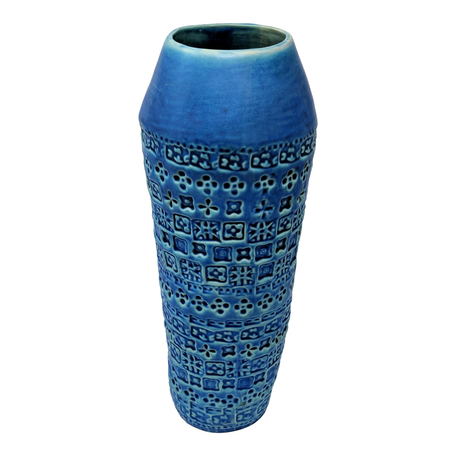 Handcrafted Blue Embossed Ceramic Vase Chairish