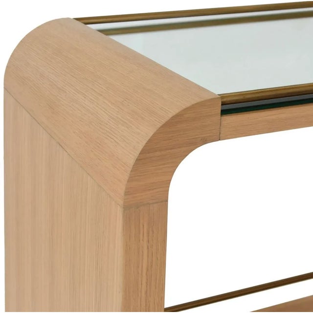 Art Deco Matthew Izzo Home Myer Art Deco Style Oak Bar Cart For Sale - Image 3 of 5