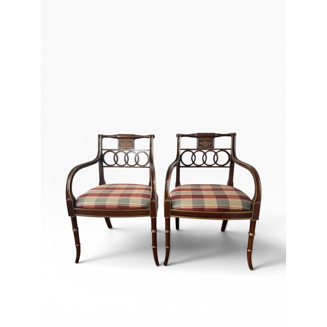 Pair of 1990s Baker Historic Charleston Collection “Governor Alston” Regency Armchairs For Sale - Image 9 of 18