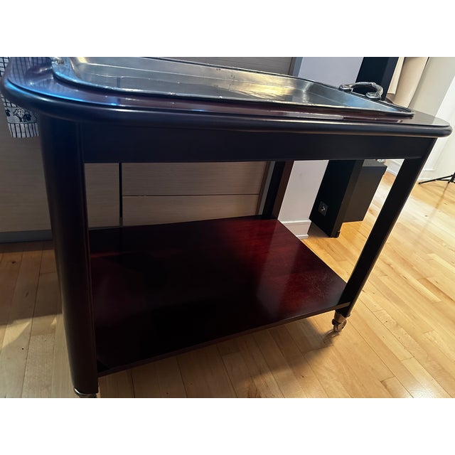 Hickory Chair Furniture Company Hickory Chair Company Mahogany Bar Cart With Antique Silver Tray For Sale - Image 4 of 8