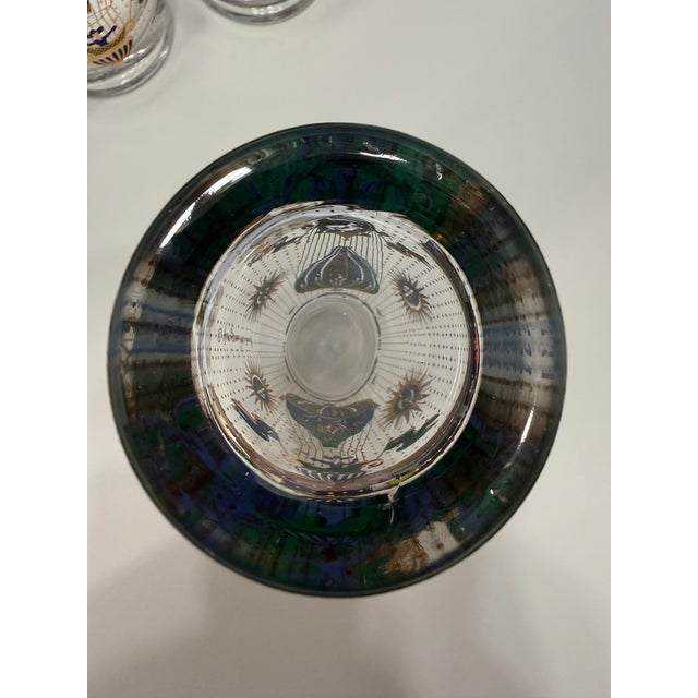 1950s Mid-Century Modern Signed Georges Briard 22k Gold Hot Air Balloon Cocktail Set Pitcher & 7 Glasses - 8pcs For Sale - Image 10 of 12