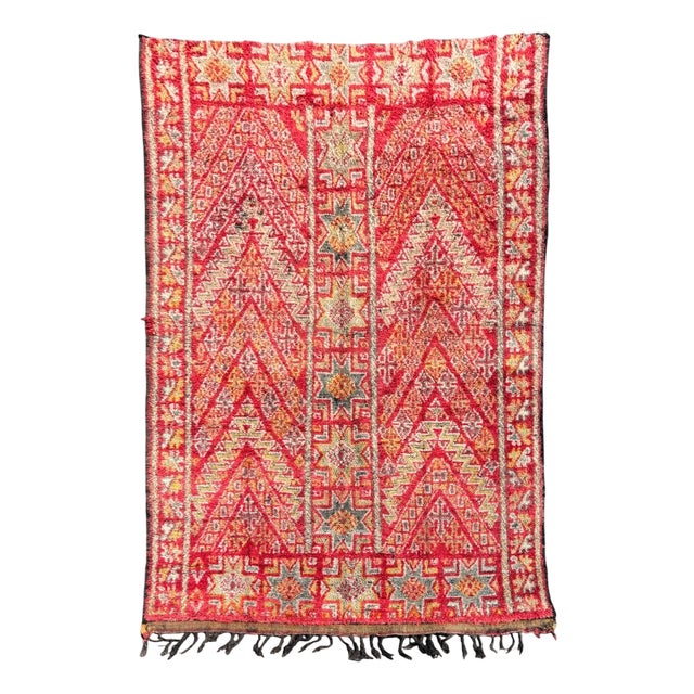 Vintage Boujad Berber Rug with Geometric Tribal Masterpiece, 1990s For Sale