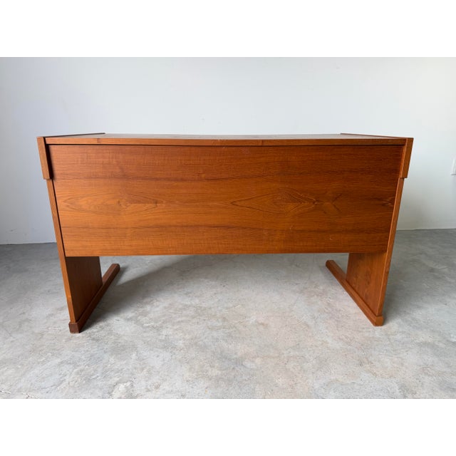 1970’s Mid-Century Modern Vi-Ma Danish Teak Desk With Hidden Sliding Filing Cabinet For Sale - Image 11 of 12