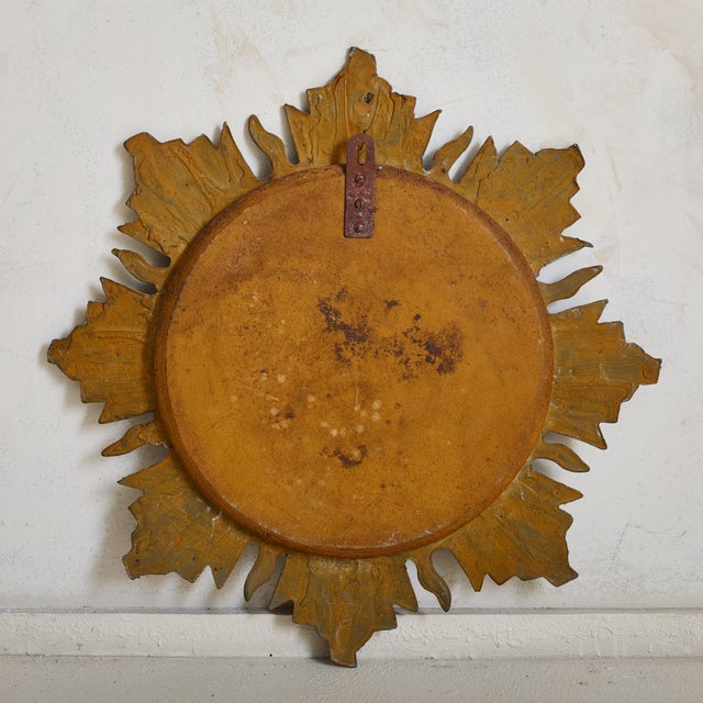 Metal French Sunburst Blue Talosel Wall Mirror by Irena Jaworska, 1960s - 2 Available For Sale - Image 7 of 10