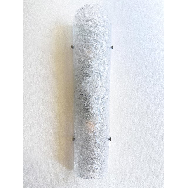 Contemporary Hammered Transparent "Graniglia" Murano Glass Wall Sconces-Set of Two- For Sale - Image 4 of 5
