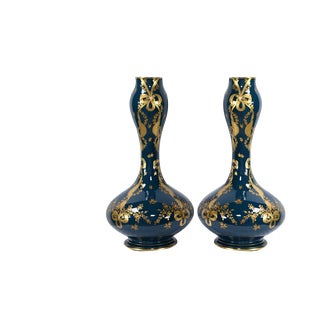 Late 19th Century Gien Ceramic Vases, Set of 2 For Sale