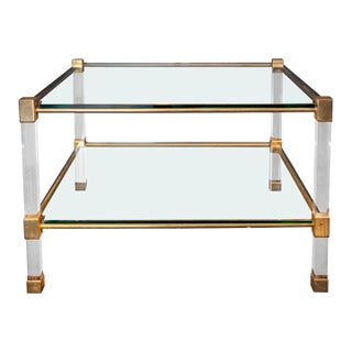 Mid-Century Lucite and Glass Coffee Table For Sale
