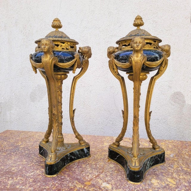 Antique Cassolettes in Marble and Bronze, Set of 2 For Sale - Image 18 of 18