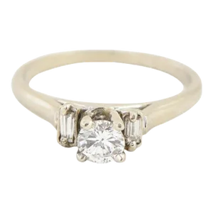 Diamond Solitaire White Gold Engagement Ring size 6.25